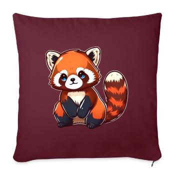Petit panda - Housse de coussin décorative 45 x 45 cm - bordeaux - Devant