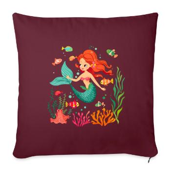Le mythe de la sirène - Housse de coussin décorative 45 x 45 cm - bordeaux - Devant