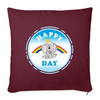 Bébé éléphant souriant assis sur un arc-en-ciel - Housse de coussin décorative 45 x 45 cm - bordeaux - Devant