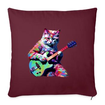 Katze spielt Gitarre - Sofakissenbezug 45 x 45 cm - Burgunderrot - Vorne