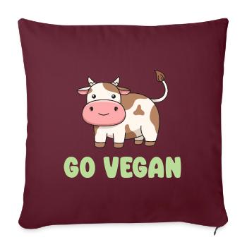 Conception de vache pour les fiers végétaliens - Housse de coussin décorative 45 x 45 cm - bordeaux - Devant