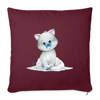 Renard arctique mignon - Housse de coussin décorative 45 x 45 cm - bordeaux - Devant
