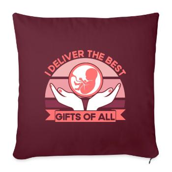 Doula Obstétricien Cadeau - Housse de coussin décorative 45 x 45 cm - bordeaux - Devant
