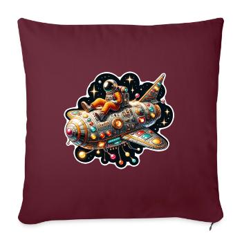 Imaginative whimsical spaceship with astronaut - Sofa pillowcase 17,3'' x 17,3'' (45 x 45 cm) - burgundy - Front