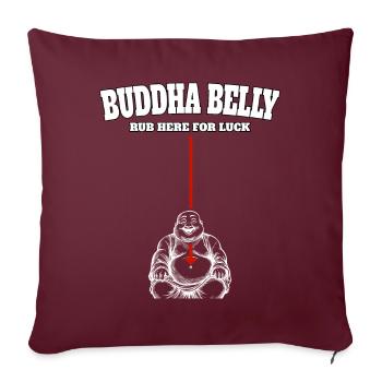 Bouddha ventre frotter ici pour avoir de la chance - Housse de coussin décorative 45 x 45 cm - bordeaux - Devant