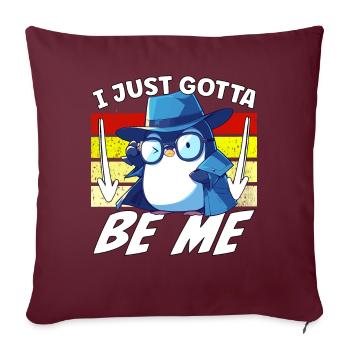 Je dois juste être moi, Pingouin - Housse de coussin décorative 45 x 45 cm - bordeaux - Devant