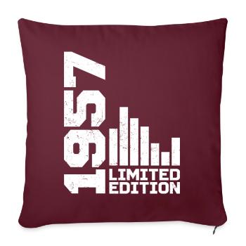 Vintage, 1957, Cadeau d’anniversaire, 1957, Année : 1957 - Housse de coussin décorative 45 x 45 cm - bordeaux - Devant