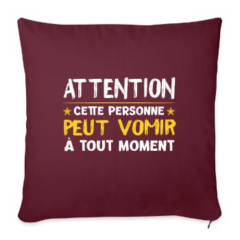 Vomito cadeau drôle alcool vomir - Housse de coussin décorative 45 x 45 cm - bordeaux - Devant