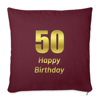 50 ans de joyeux anniversaire - 50 ans d'anniversaire - Housse de coussin décorative 45 x 45 cm - bordeaux - Devant