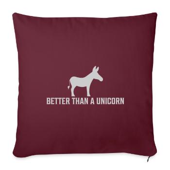 Âne mignon licorne - Housse de coussin décorative 45 x 45 cm - bordeaux - Devant