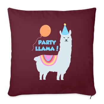 Lama de fête - Housse de coussin décorative 45 x 45 cm - bordeaux - Devant