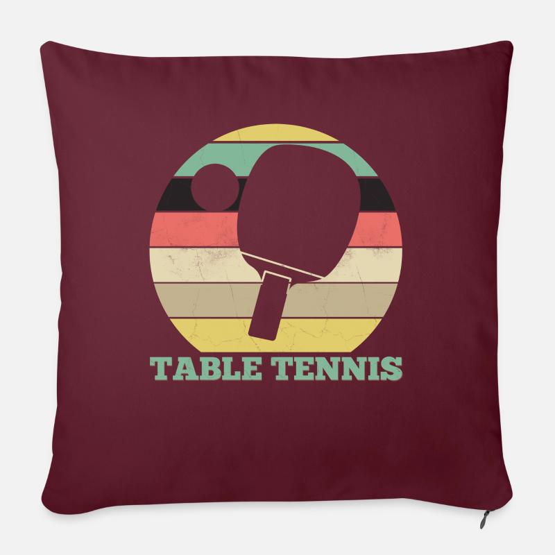 Tennis de table rétro - Housse de coussin décorative 45 x 45 cm - bordeaux