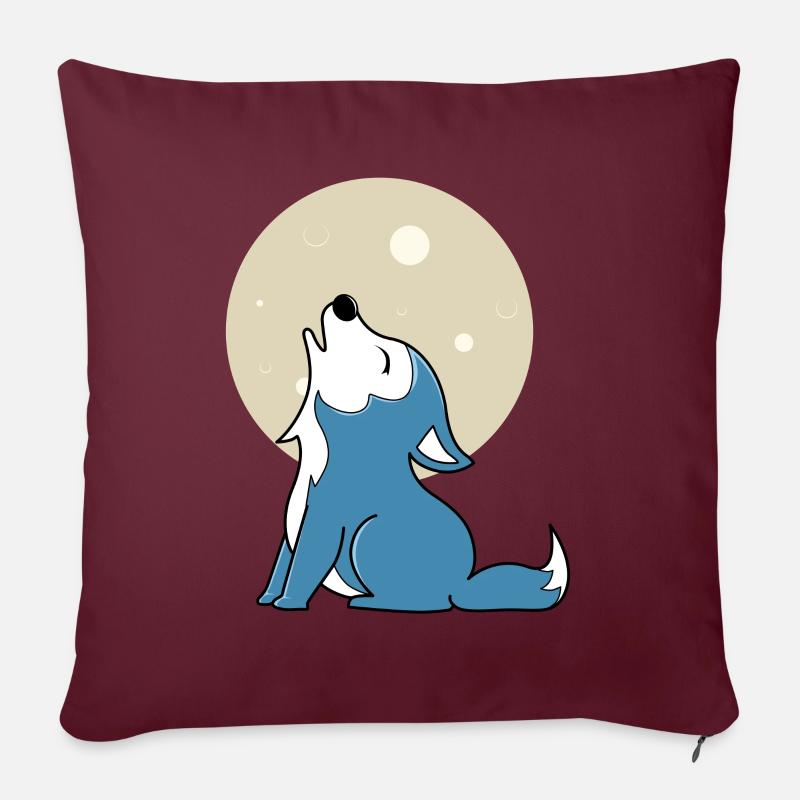 Baby Wolf Mond - Sofakissenbezug 45 x 45 cm - Burgunderrot
