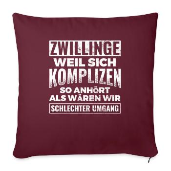 Zwillinge Zwilling Geschenk - Sofakissenbezug 45 x 45 cm - Burgunderrot - Vorne