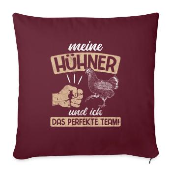 Hühner Geflügel Hahn - Sofakissenbezug 45 x 45 cm - Burgunderrot - Vorne