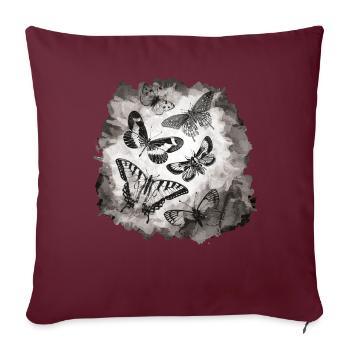 Butterflies insects - Sofa pillowcase 17,3'' x 17,3'' (45 x 45 cm) - burgundy - Front