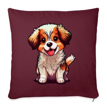 Irrésistible motif de chien - Housse de coussin décorative 45 x 45 cm - bordeaux - Devant