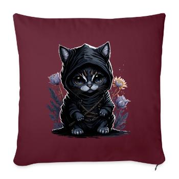 Sentez-vous épique avec le chat ninja - Housse de coussin décorative 45 x 45 cm - bordeaux - Devant