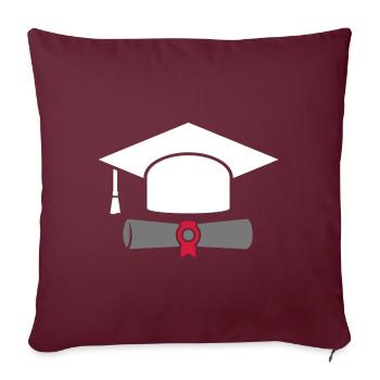 Doktorhut mit Zeugnis - Geschenk zum Abschluss - Sofakissenbezug 45 x 45 cm - Burgunderrot - Vorne