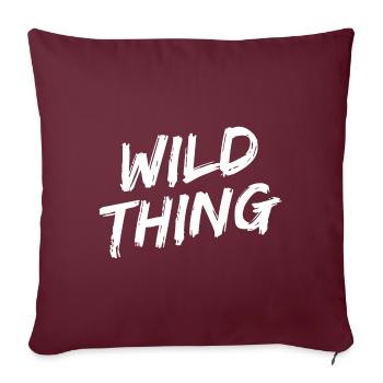 Police de pinceau blanc « Wild Thing » - Housse de coussin décorative 45 x 45 cm - bordeaux - Devant