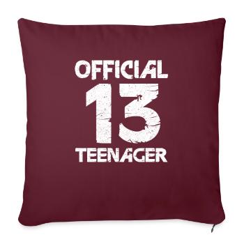 Cadeau d'anniversaire 13 ans 13 ans Bday - Housse de coussin décorative 45 x 45 cm - bordeaux - Devant