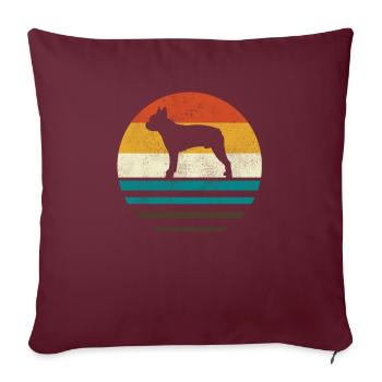 Boston Terrier - Housse de coussin décorative 45 x 45 cm - bordeaux - Devant