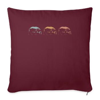 Brosse cochon cochon rétro - Housse de coussin décorative 45 x 45 cm - bordeaux - Devant