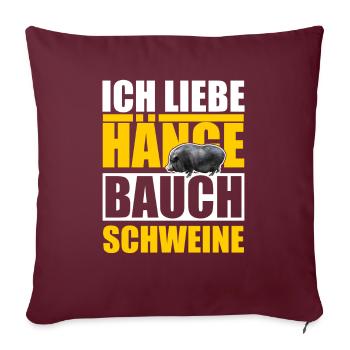 Retro Hängebauchschwein Hobbytier - Sofakissenbezug 45 x 45 cm - Burgunderrot - Vorne