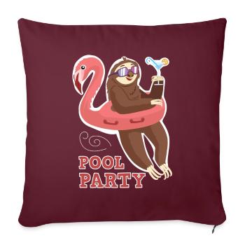 Piscine paresse gonflable flamingo paresseux - Housse de coussin décorative 45 x 45 cm - bordeaux - Devant