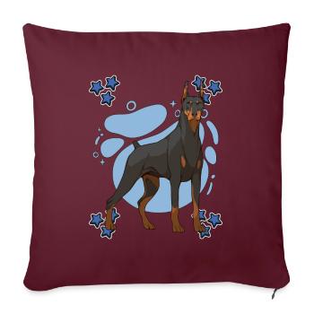 Dobermann Doberman Blue Design - Housse de coussin décorative 45 x 45 cm - bordeaux - Devant