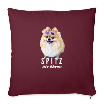 Lustiger Zwerg Spitz Hund Geschenke Süßer kleiner - Sofakissenbezug 45 x 45 cm - Burgunderrot - Vorne