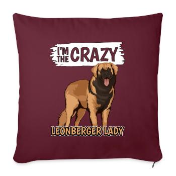 Leonberger I’m The Crazy Leonberger Lady - Housse de coussin décorative 45 x 45 cm - bordeaux - Devant