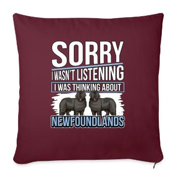 Terre-Neuve I Quoi Thinking About Newfoundlands - Housse de coussin décorative 45 x 45 cm - bordeaux - Devant