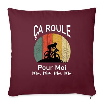 Cadeau cycliste vélo humour - Housse de coussin décorative 45 x 45 cm - bordeaux - Devant