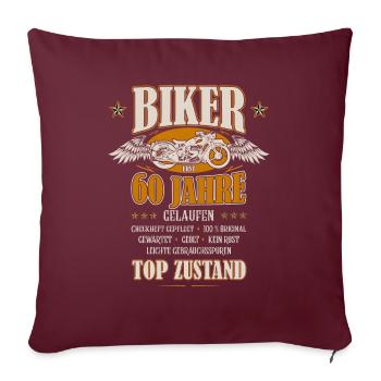 60. Geburtstag Mann Geschenk lustig Biker Motorrad - Sofakissenbezug 45 x 45 cm - Burgunderrot - Vorne