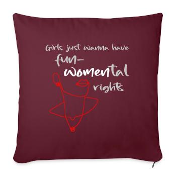 Girls just wanna have fundamental rights fun WOMEN - Sofakissenbezug 45 x 45 cm - Burgunderrot - Vorne