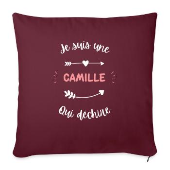 Je suis une Camille qui déchire - Housse de coussin décorative 45 x 45 cm - bordeaux - Devant