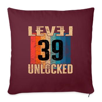 Anniversaire Joyeux anniversaire Niveau débloqué 39 ans - Housse de coussin décorative 45 x 45 cm - bordeaux - Devant