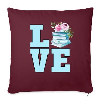 Mignon Amateur de livres Aquarelle Livre de lecture florale - Housse de coussin décorative 45 x 45 cm - bordeaux - Devant