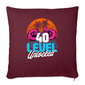 Niveau 40 Débloqué 40th Birthday Gamer 80s rétro - Housse de coussin décorative 45 x 45 cm - bordeaux - Devant