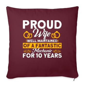 Rose Mariage 10 ans Cadeau de mariage - Housse de coussin décorative 45 x 45 cm - bordeaux - Devant