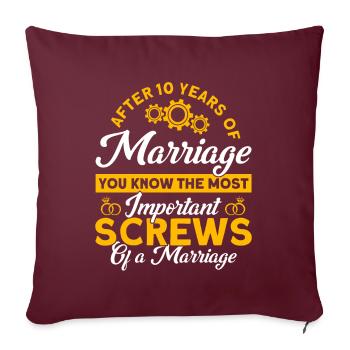 Rose Mariage 10 ans Cadeau de mariage - Housse de coussin décorative 45 x 45 cm - bordeaux - Devant