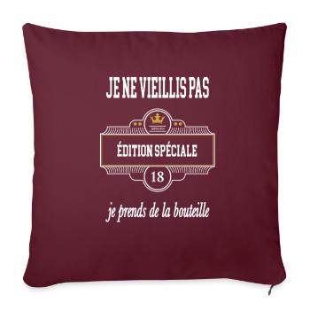 Cadeau drôle 18 ans - Housse de coussin décorative 45 x 45 cm - bordeaux - Devant