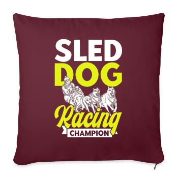 Traîneau à chiens Course de chiens de traîneau Hundesch - Housse de coussin décorative 45 x 45 cm - bordeaux - Devant