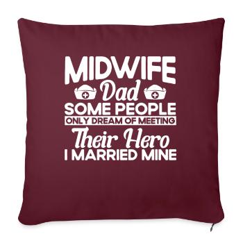 Doula Obstétricien Cadeau - Housse de coussin décorative 45 x 45 cm - bordeaux - Devant