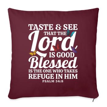 Jésus Dieu Bible verset inspirant - Housse de coussin décorative 45 x 45 cm - bordeaux - Devant