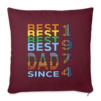 Meilleur papa du monde depuis 1974 anniversaire de la fête des pères - Housse de coussin décorative 45 x 45 cm - bordeaux - Devant