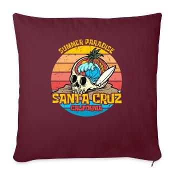 Santa Cruz Californie vintage rétro surfing ville - Housse de coussin décorative 45 x 45 cm - bordeaux - Devant
