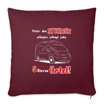 Camping Van Camping-car Dicton + Motif - Housse de coussin décorative 45 x 45 cm - bordeaux - Devant