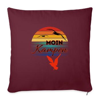 Moin Kampen mit Möwe im Retro Style-Sylt-Kampen - Sofakissenbezug 45 x 45 cm - Burgunderrot - Vorne